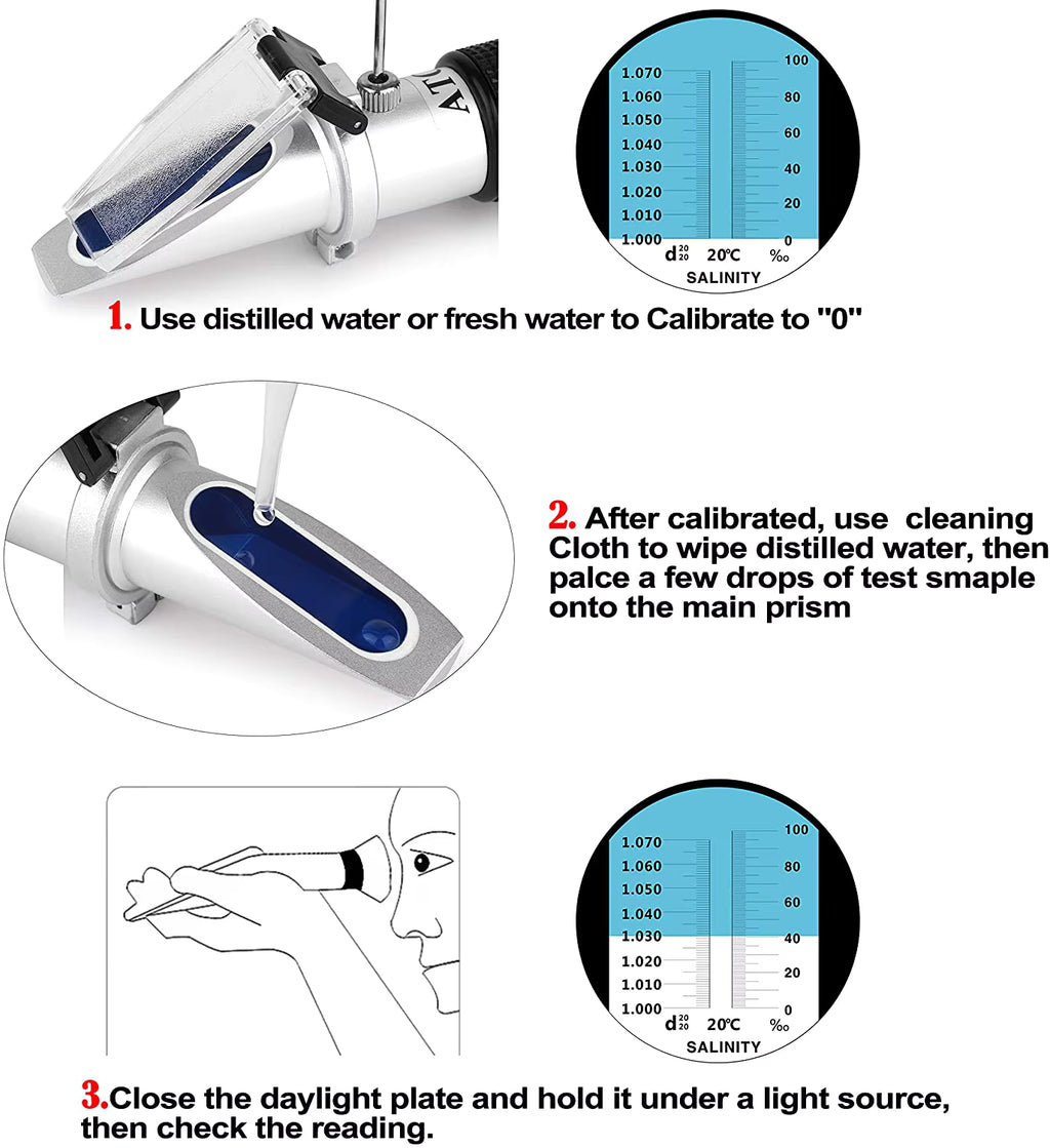 Salinity Refractometer with ATC Function Dual Scale