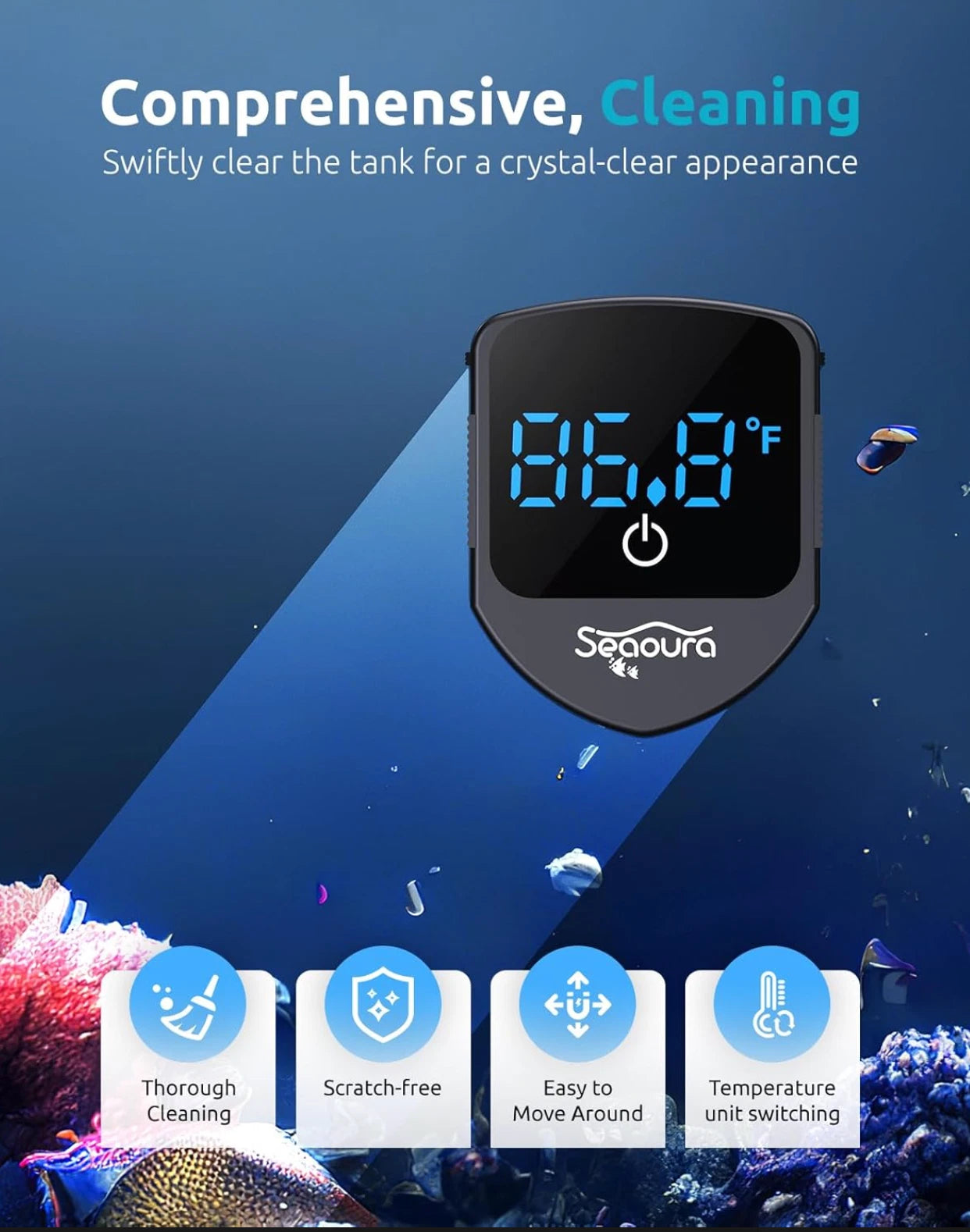 2-in-1 Magnetic Aquarium Thermometer & Glass Cleaner